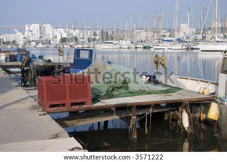 Large variety of boats for work and pleasure docked in Martigues, France.
