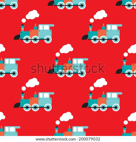 Seamless retro toy train illustration background pattern in vector Seamless retro toy train illustration background pattern in vector