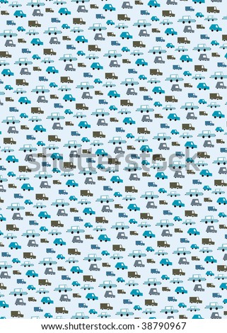 Seamless blue boys cars pattern