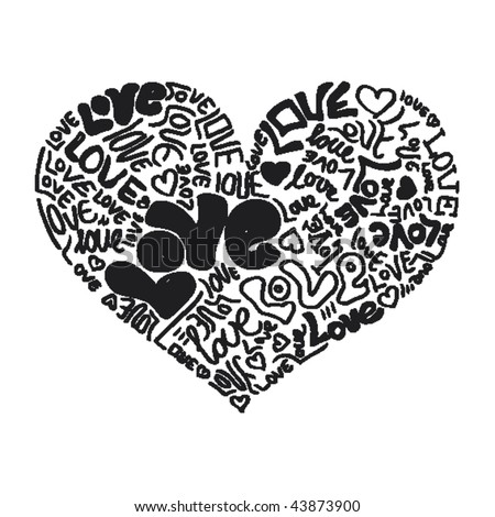 stock vector : Heart shaped valentine love tattoo in vector