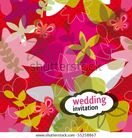 stock vector Modern wedding invitation design with flower pattern in 