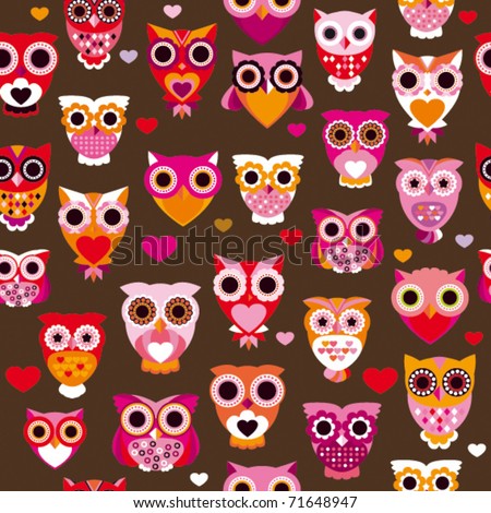 Vintage Wallpaper Backgrounds on Cute Colourfull Retro Owl Pattern Background In Vector   Stock Vector