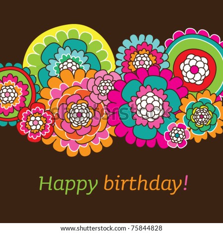 Seamless Doodle Flowers Birthday Card Design Background
