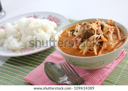 curry Soft bamboo shoots and Cooked rice