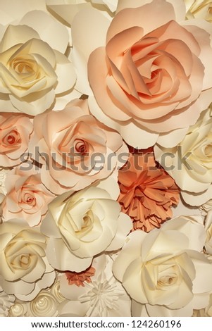 White and orange roses made Ã?Â¢??Ã?Â¢??of paper