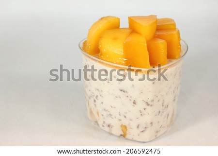 mango mousse in glass
