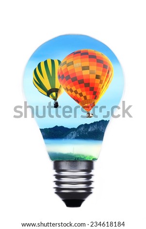 eco concept: variety of light bulbs balloon inside