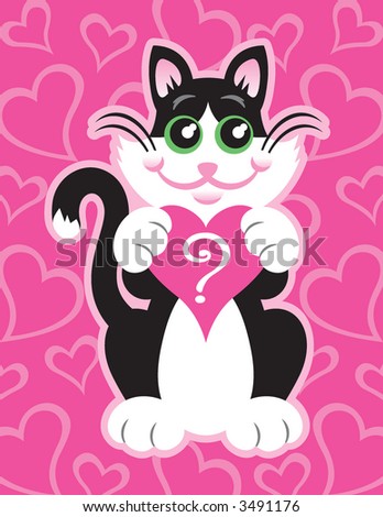 stock vector Tuxedo Cat Valentine