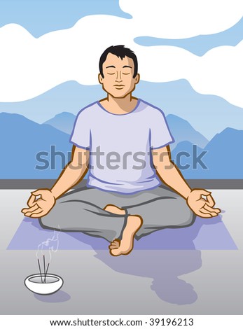 Man Meditating Stock Vector Illustration 39196213 : Shutterstock