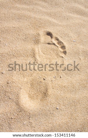 Footprint in sand. Dune, Fuerteventura, Canary Islands, Spain.
