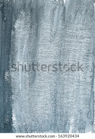 Painted grey grunge background on watercolor paper. Grey ink background with structure on a texture paper. Handmade technique.