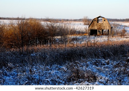 Winter barn landscape