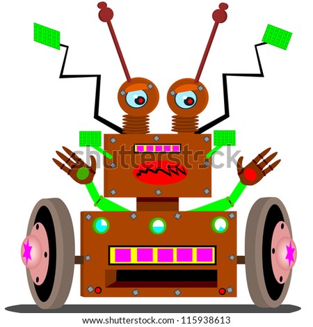 Radar robot.  Cartoon robot that uses radar to find things that you lost.