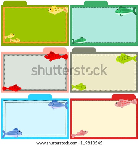 Fish recipe cards.  Fish recipe cards that are decorated with colorful cartoon fish.