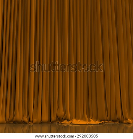 Yellow curtain with spot light on theater or cinema stage.