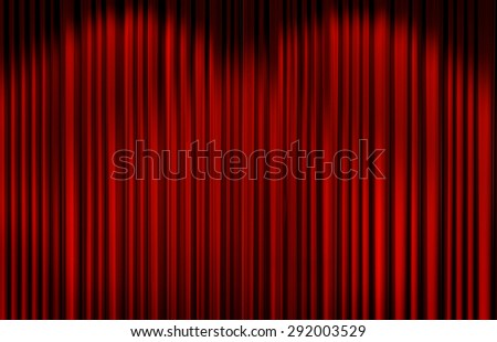 Red curtain with spot light on theater or cinema stage.