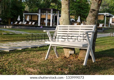 White chair in park, no people