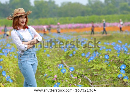 Portrait woman Agriculture in flower garden