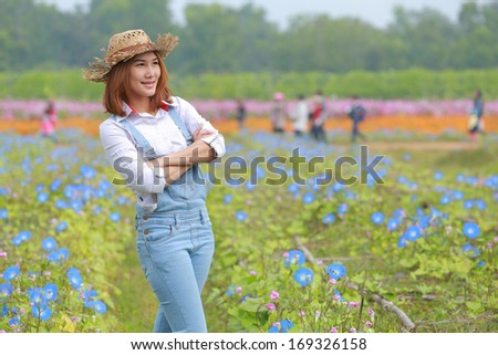 Portrait woman Agriculture in flower garden