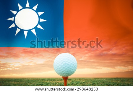 Golf ball Chinese Taipei vintage color.