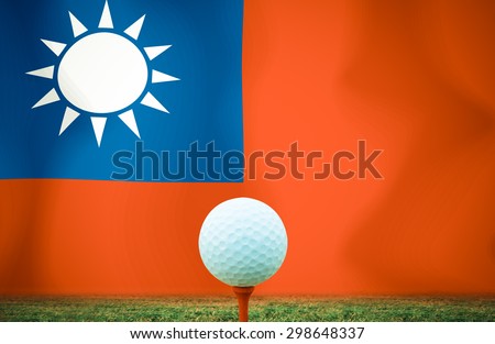 Golf ball Chinese Taipei vintage color.