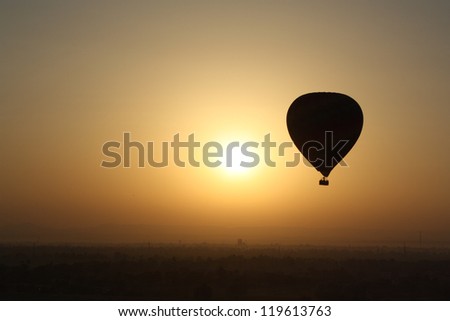 Balloon Silhouette over Valley of the Kings, Luxor, Egypt