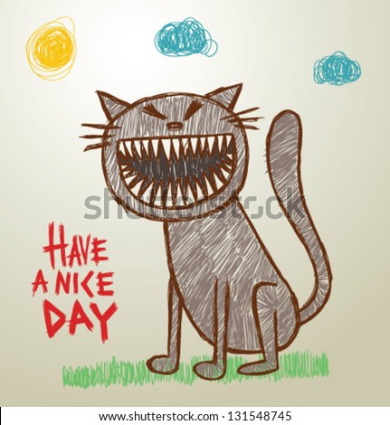 funny children picture 03 cat vector funny children picture 03 cat vector