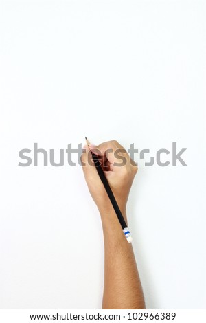 human hands with pencil and writ ting something