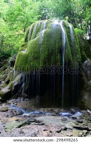 Beautiful waterfall in a green forest