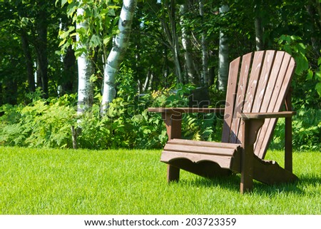 Adirondack summer lawn chair outside on the green grass