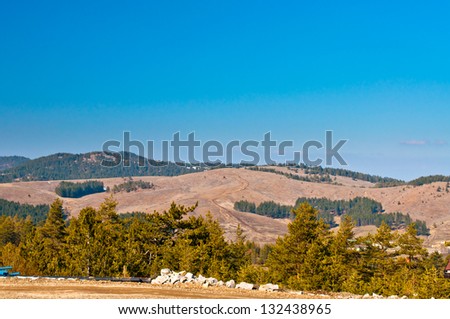 Zlatibor hills. General view of Zlatibor spring landscapes. Serbia.