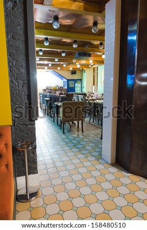 Moscow restaurant interior. Empty \