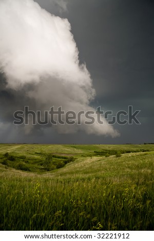 Rotation in this thunder storm caused funnel cloud reports and tornado warnings in South Dakota