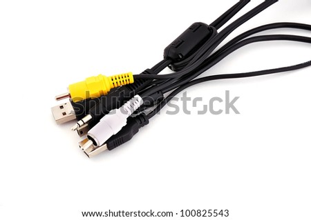 computer wires on a white background