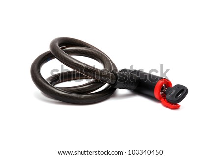 bike lock with a key on a white background