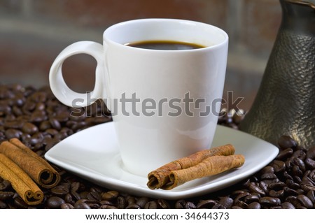 Coffee with Withe Cup with Vanilla Pod