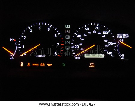 dashboard illuminated night odometer speedometer dark light car transportation meter