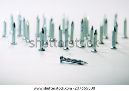 Picture of iron nails with white background.