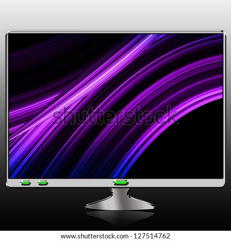 Modern desktop computer monitor or TV with bright color on the screen