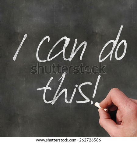 A Colourful 3d Rendered Concept Illustration showing I can do this written on a Blackboard