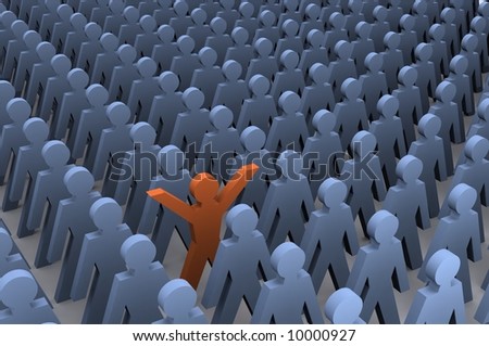 Inspiration Illustration showing success and someone standing out from the crowd.