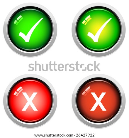 stock vector : A Colourful Set of Tick and Cross Buttons