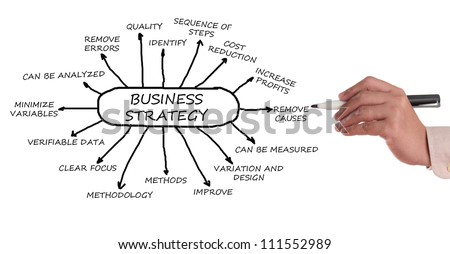 Business management strategy chart in a white background.