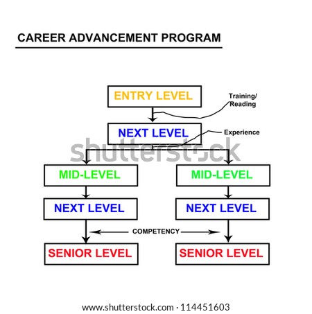 Career focus in an advancement program flowchart abstract. My original ideas