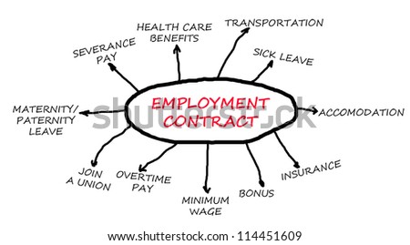 Employment contract flowchart isolated in a white background.