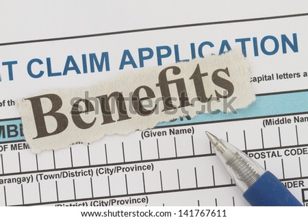 Retirement application form with benefits newspaper cutout.