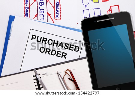 Purchased order , business graphs and business plan