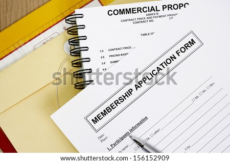 members application  registration form abstract with manila envelop.