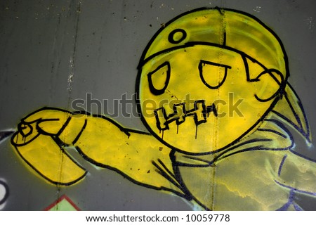 Colorful Graffiti sprayed on a bridge wall
