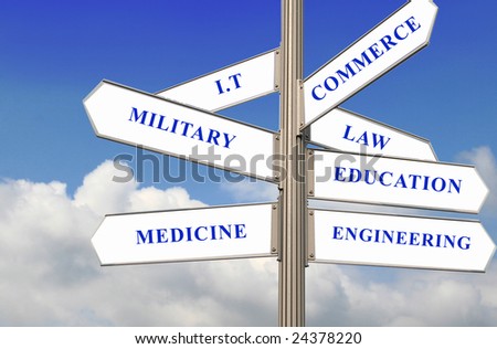 Seven career path concept shown in the street direction